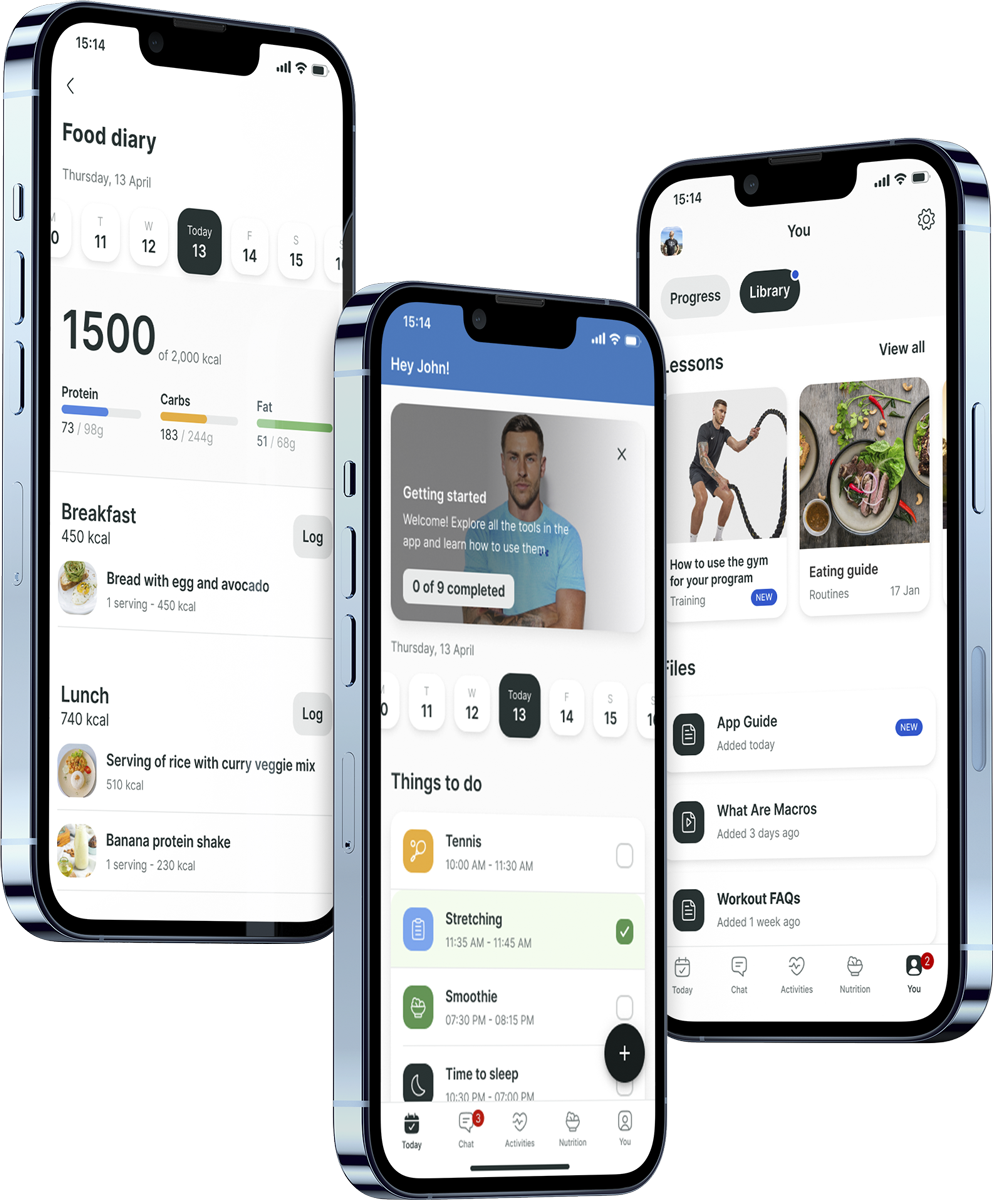 A mockup of the coaching app showcasing the features.